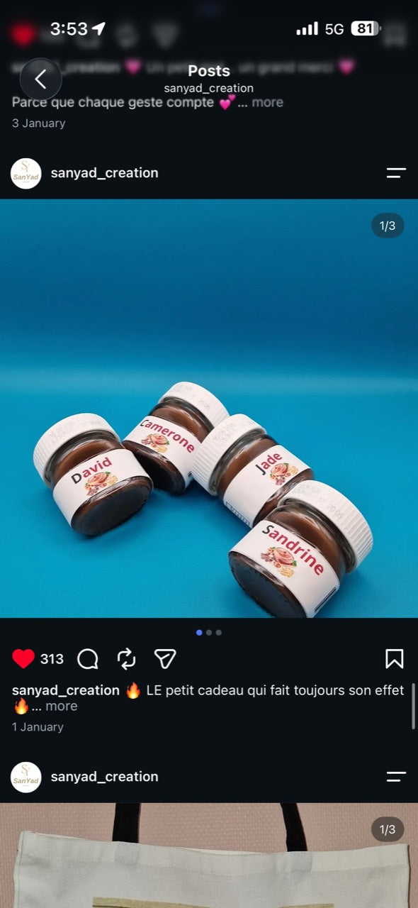 Petits pots personnalisés avec des prénoms, publication SanYad